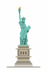 liberty statue monument, american famous landmark in front view. cartoon illustration vector isolated in white background © Simply Amazing
