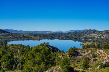 The Pantano Embalse de Alfonso XIII reservoir near Calasparra, Murcia. Spain