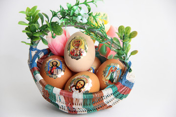 easter eggs in basket