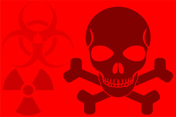 skull on red background