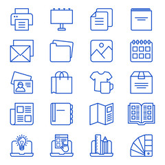 Set of print design icons. Vector illustration