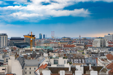 Panorama of Vienna city From Saint Stephen's Cathedral (Stephansdom). Central part of Austrian capital. Wien. Austria. Europe.