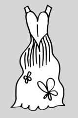 Doodle hand drawing with kid clothes. Vector illustration of lines and coloring pages for kids