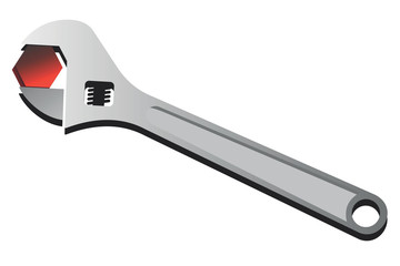 Adjustable wrench.Vector cartoon illustration isolated on white background.