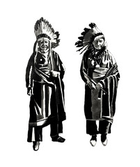 Two textured Indians. Beautiful exotic postcard