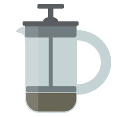 Coffee french press.Vector cartoon illustration isolated on white background.