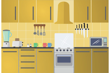 Kitchen.Vector cartoon illustration.