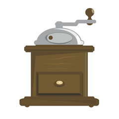 Manual coffee grinder.Vector cartoon illustration isolated on white background.