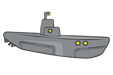 Submarine.Vector cartoon illustration isolated on white background.