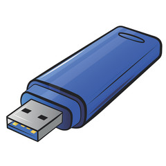 USB Flash drive.Vector cartoon illustration isolated on white background.