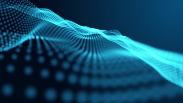 Footage of wave of data in cloud computing network in visualize