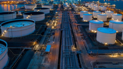Aerial view oil and gas terminal storage tank farm,Tank farm storage chemical petroleum...