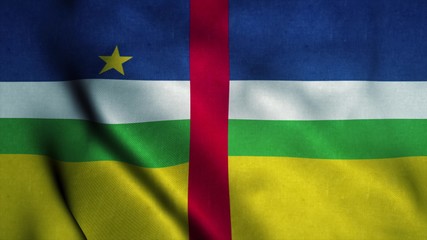 Central African Republic flag waving in the wind. National flag of Central African Republic. Sign of Central African Republic. 3d illustration