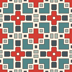 Seamless pattern with geometric figures. Repeated squares and rhombuses ornamental abstract background.