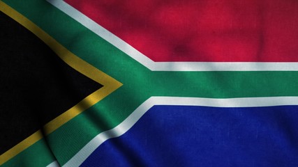 South Africa flag waving in the wind. National flag of South Africa. Sign of South Africa. 3d illustration