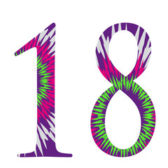 Patterned purple green pink number 18 Logo Design template 
