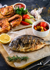 grilled fish dorada bbq still life