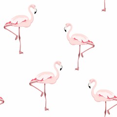 Flamingo Bird Background. Feather Retro Seamless Pattern. Texture for fabric or others. 