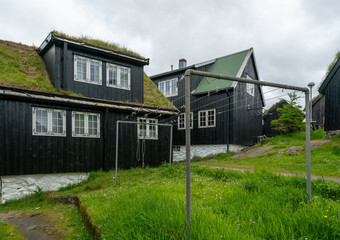 Traditional black houses in Tinganes (old town) of Torshavn in Faroe Islands