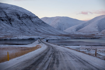 road in the mountains Icelandic landscape
