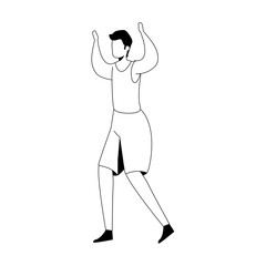 young man practicing exercise isolated icon vector illustration design
