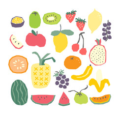 fruit design element. minimalistic fruits icon collection. tropical fruits. summer decoration ideas.
