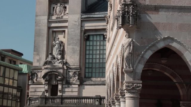 sculptures in Udine, panning shot in a famous town in friuli-venezia giulia