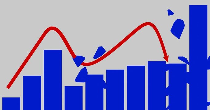 3d render of a chart falling down