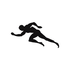 Man in pose start for running ,  isolated on white background 