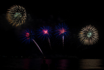 Fototapeta na wymiar fireworks in pattaya 2020