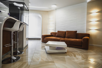 Beautiful modern apartment interier. Real estate concept.