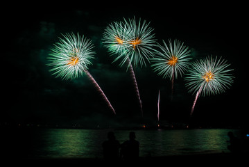 Fototapeta na wymiar fireworks in pattaya 2020
