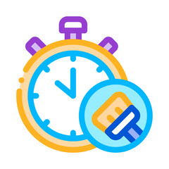 Stopwatch Brush Icon Vector. Outline Stopwatch Brush Sign. Isolated Contour Symbol Illustration