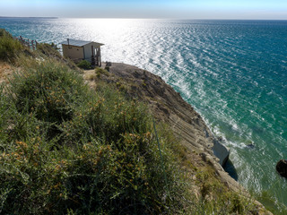 Coast of the beach, in the Argentine sea, Atlantic ocean in a sunny day. Patagonia shared by...