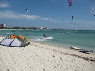 windsurfing on the beach