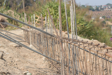 Close up steel structure in site construction, Construction concept.