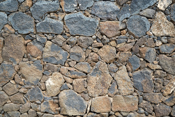 Beschaffenheit einer grauen und schwarzen Lava-Natursteinmauer als abstrakter Hintergrund