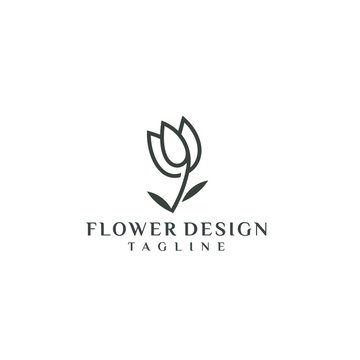flower line outline logo design minimalist vector icon download