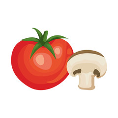 fresh tomato with mushroom vegetables vector illustration design
