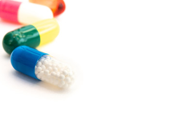 Pills tablets and medicines of different colors