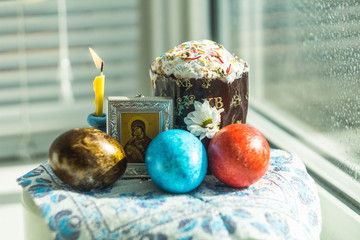 easter cake and eggs