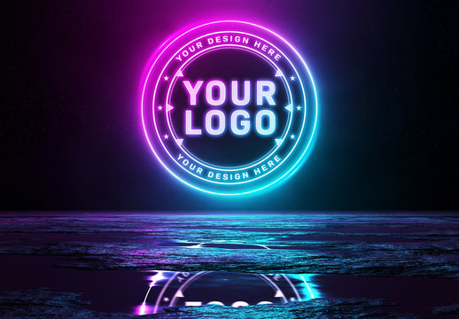 Reflective Neon Logo Mockup