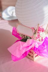 Decoration of paper on a festive table.