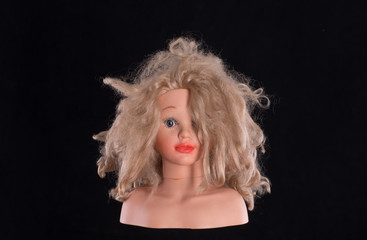 Fototapeta premium halloween doll head on black background