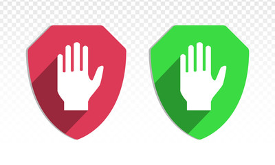 Shield with hand block or adblock - flat icon for apps and websites