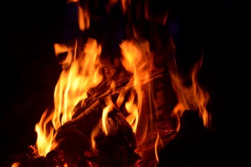 Fototapeta na wymiar bonfire wood fire flame sparks