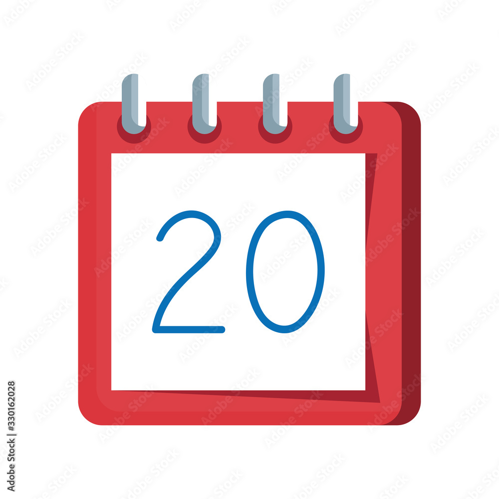 Poster calendar reminder date with number twenty vector illustration design