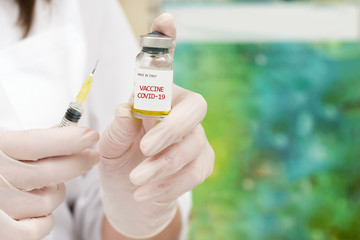Vaccine and syringe injection. It use for prevention,immunization and treatment from corona virus infection novel coronavirus disease 2019,COVID-19,nCoV 2019 from Wuhan . Medicine infectious concept