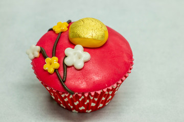  cup cake Chinese style on white