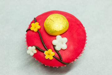  cup cake Chinese style on white